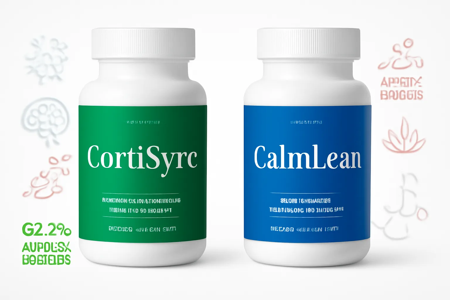 "Professional comparison of CortiSync vs CalmLean stress relief supplements showing clinical effectiveness, cortisol reduction benefits, and ingredient analysis with scientific infographics"