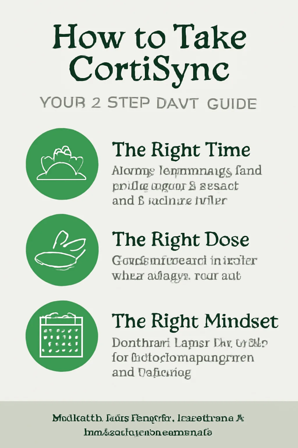 An infographic guide explaining how to take CortiSync, showing the 5 expert tips for correct dosage, timing with breakfast, and the importance of consistency.