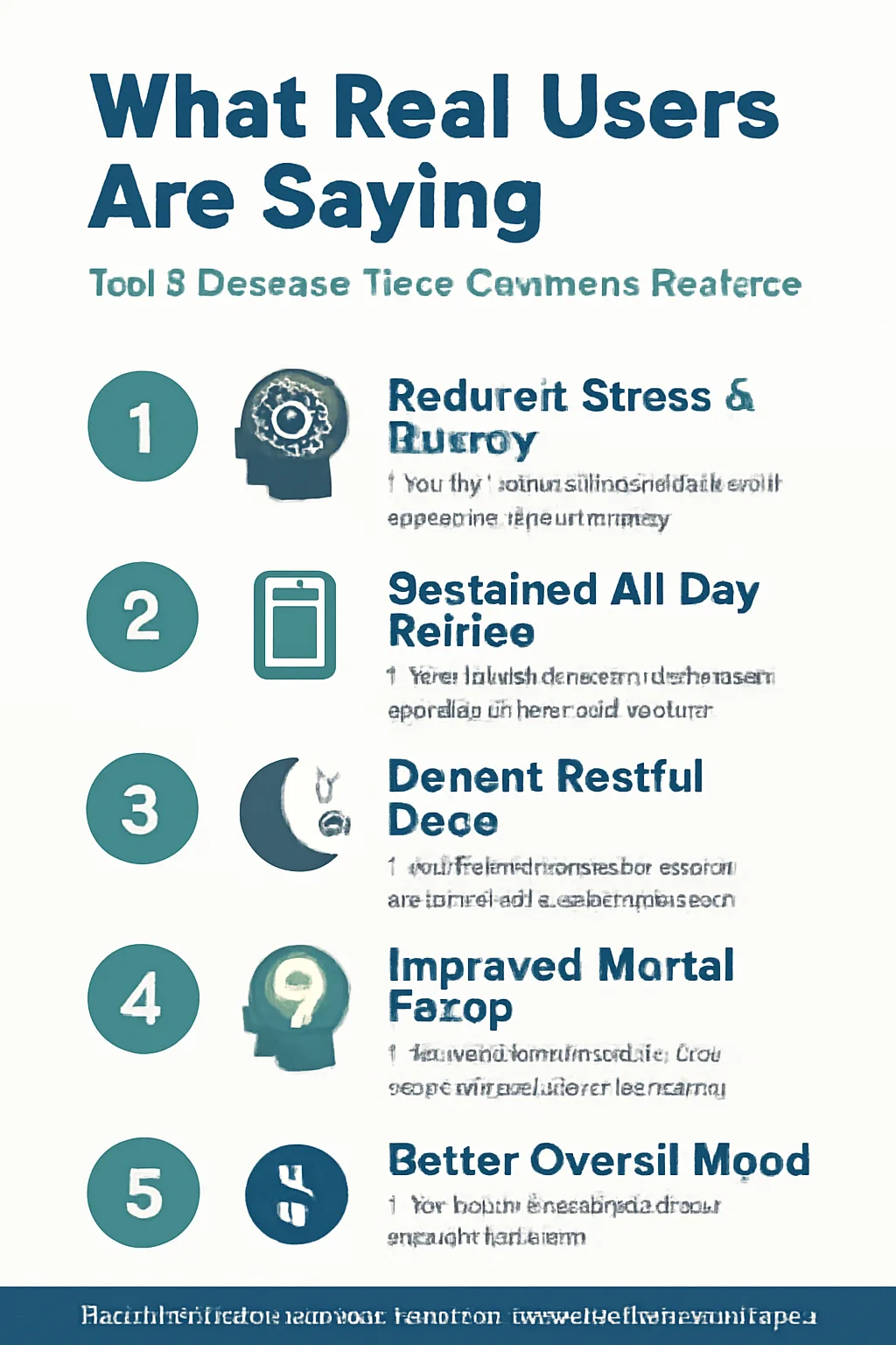 An infographic summarizing the top 5 benefits from CortiSync user reviews, including stress reduction, better sleep, and improved energy.
