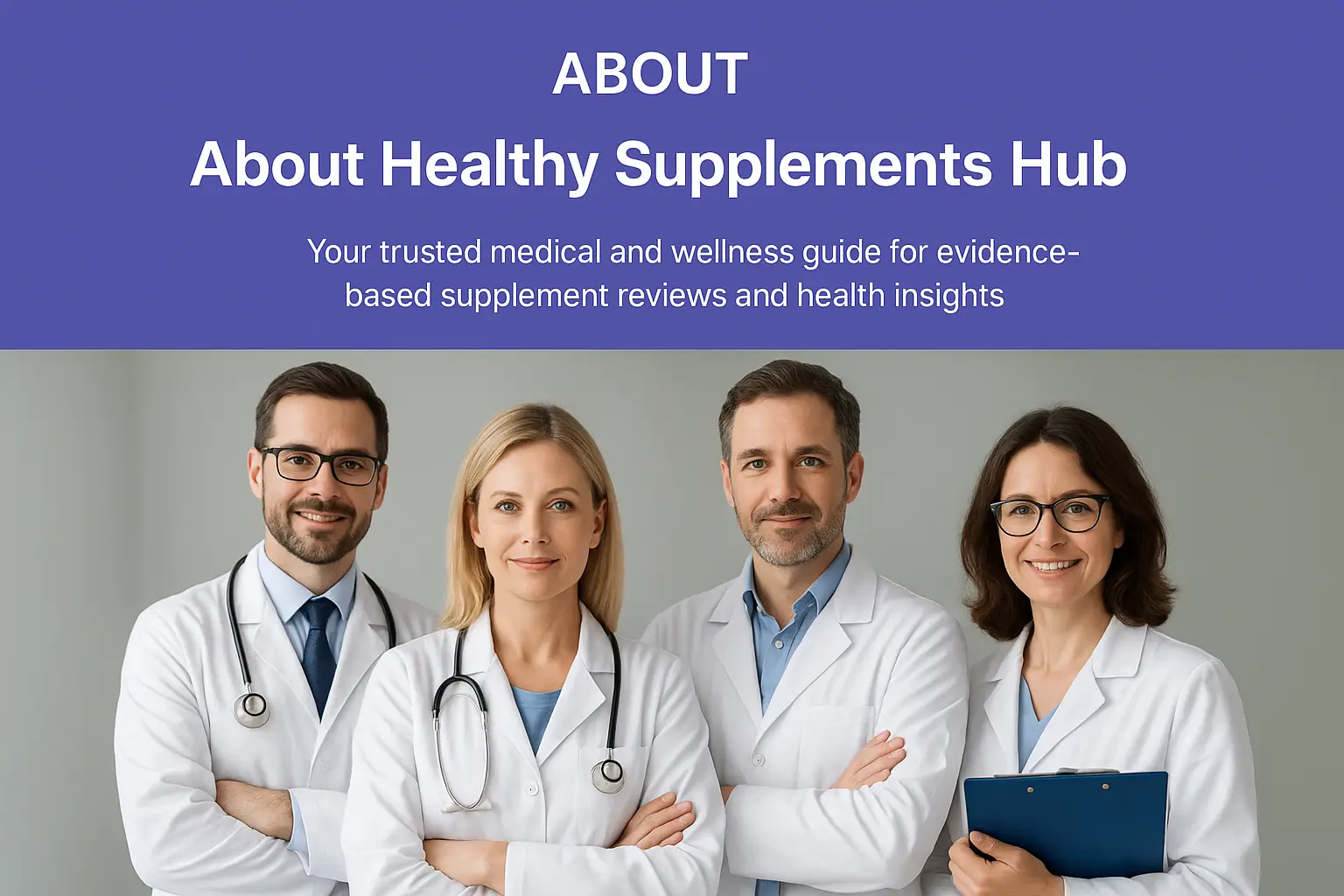 About Healthy Supplements Hub medical experts team providing evidence-based supplement reviews and wellness guidance